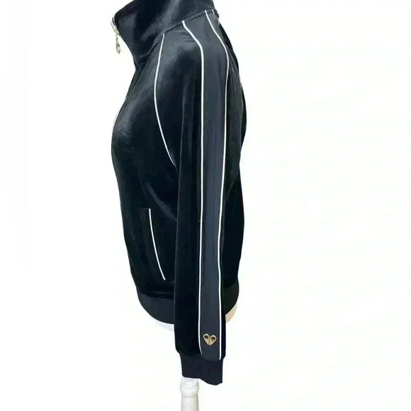 Moose Knuckles x Jennifer Meyer Black Velour Track Bomber Jacket size XS - Picture 3 of 11